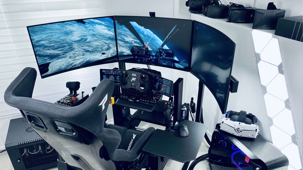 This gaming setup is the ultimate flight and racing sim battlestation