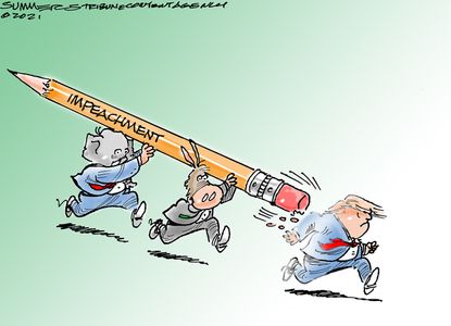 Political Cartoon U.S. Trump impeachment capitol riot