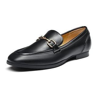 Bruno Marc Penny Loafers für Damen zum Hineinschlüpfen, bequeme flache Schuhe, Schwarz, Größe 10, Sbls2346w