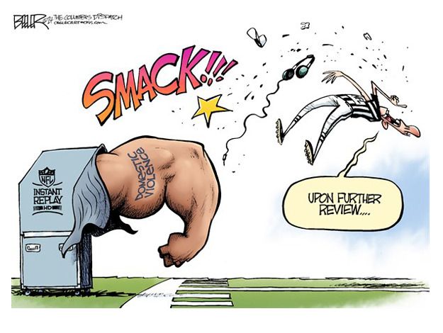 Editorial cartoon sports NFL Ray Rice