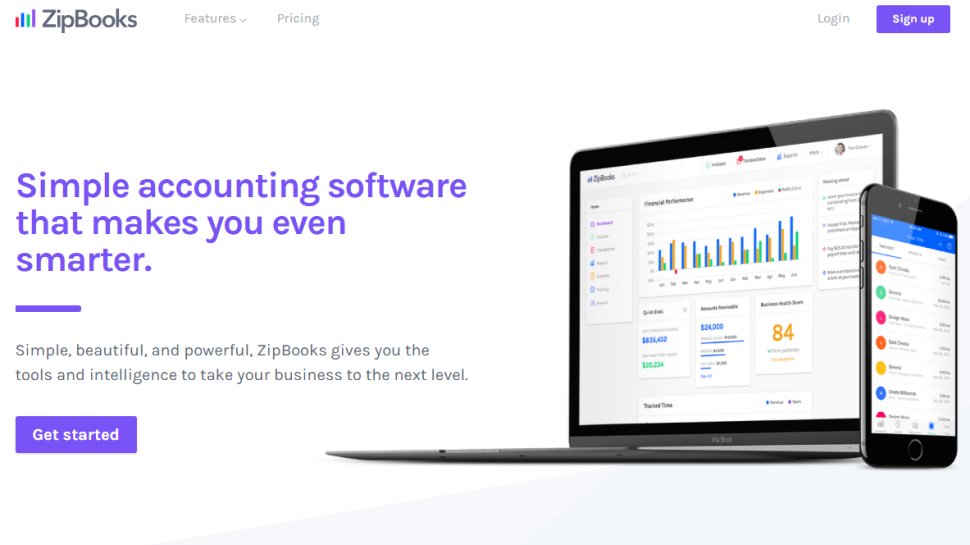 Website screenshot of ZipBooks (February, 2026)