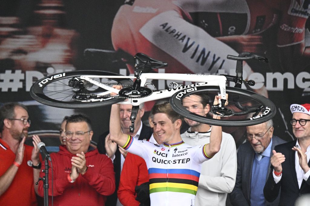 Illustration shows a big bike ride to Brussels around Remco Sunday 02 October 2022 part of the celebration of world champion Evenepoel the 22 years old from Schepdael Dilbeek became world champion after a great season with a win at the Vuelta first Belgian in 44 years to win a big tourBELGA PHOTO JASPER JACOBS Photo by JASPER JACOBS BELGA MAG Belga via AFP Photo by JASPER JACOBSBELGA MAGAFP via Getty Images