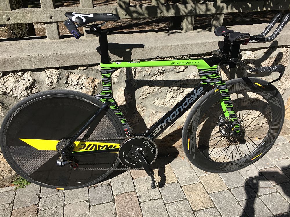 The Cannondale Super Slice disc TT bike on display at Tirreno-Adriatico