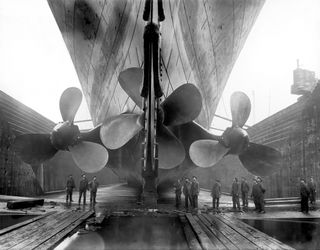 Titanic in dry dock, c.1911. © Getty Images