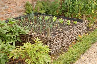 woven sides on raised garden bed