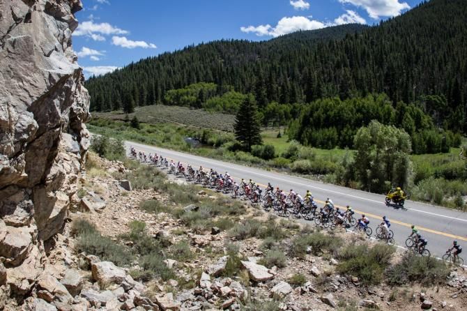 The view from the vultures waiting for the stragglers to drop off on stage 3 of the USA Pro Challenge from Gunnison to Monarch Mountain