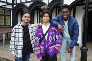Newcomer Dillon Ray is welcomed to the village by his cousin Imran and DeMarcus in Hollyoaks. 
