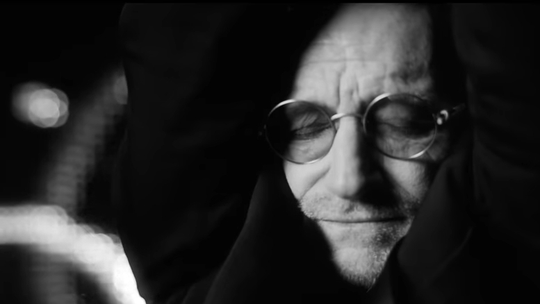Bono black and white in glasses