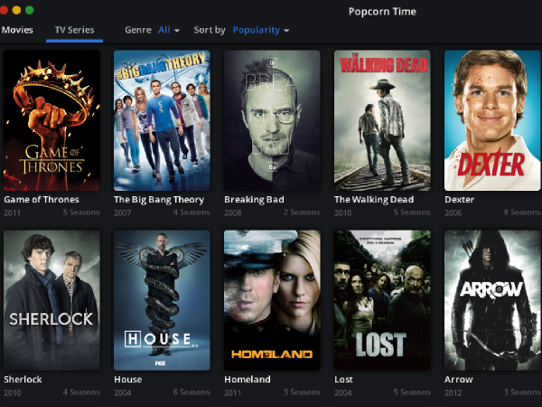 popcorn time tv shows not loading