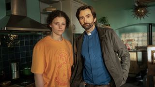 Harry Watling (David Tennant) and his son, Ben (Louis Oliver) in Inside Man.