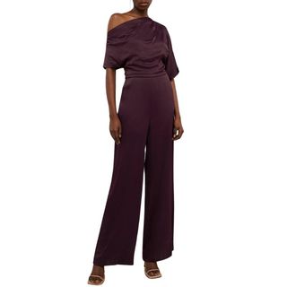 Viscose Satin Back Crepe Off Shoulder Jumpsuit