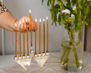 Hanukkah centerpiece with menorah