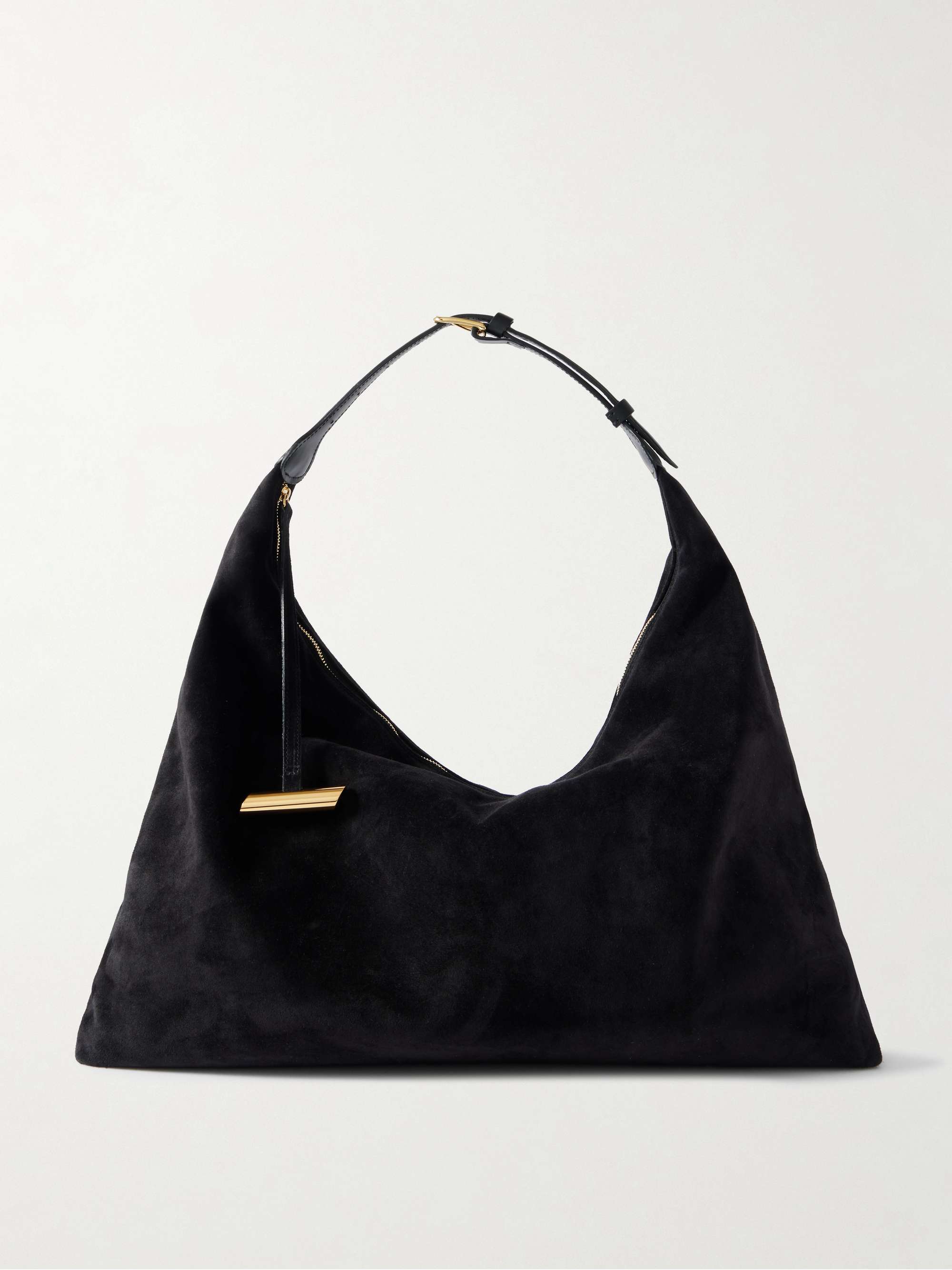 Pillow Buckled Suede Shoulder Bag