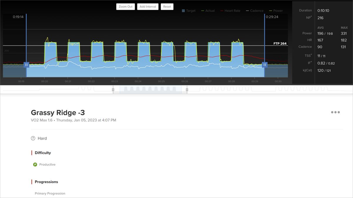 Garmin Tacx Neo Bike Plus block of short intervals