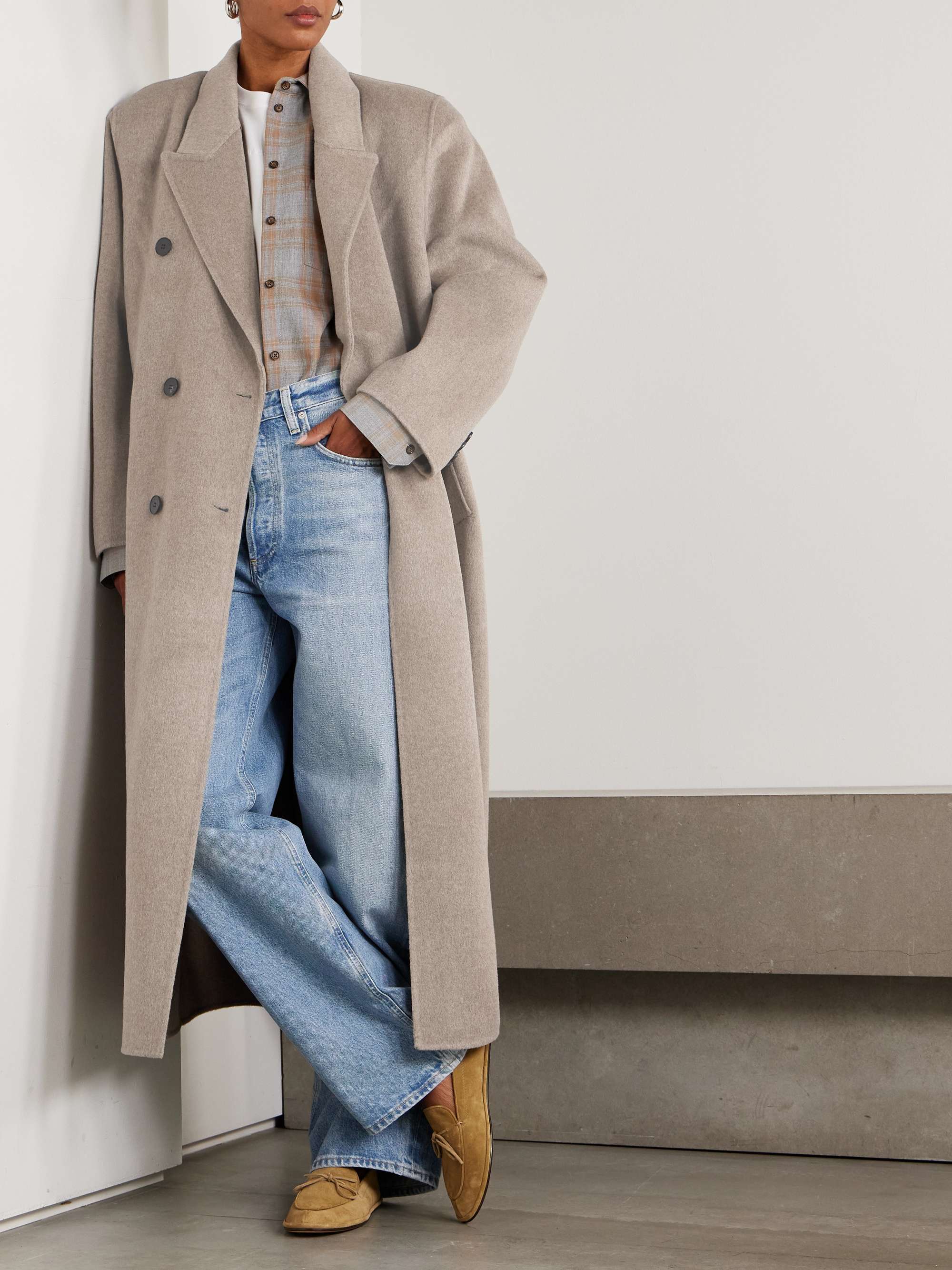 Gaia Oversized Double-Breasted Wool-Blend Coat