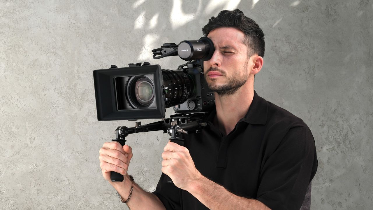 The Fujifilm VF-GFXC2 mounted on the GFX Eterna 55 cinema camera