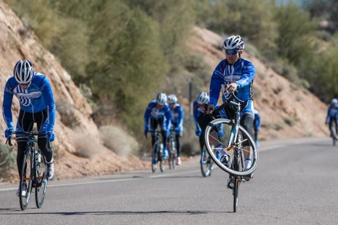Danny Summerhill decided going up the climbs on two wheels wasn't enough for him.