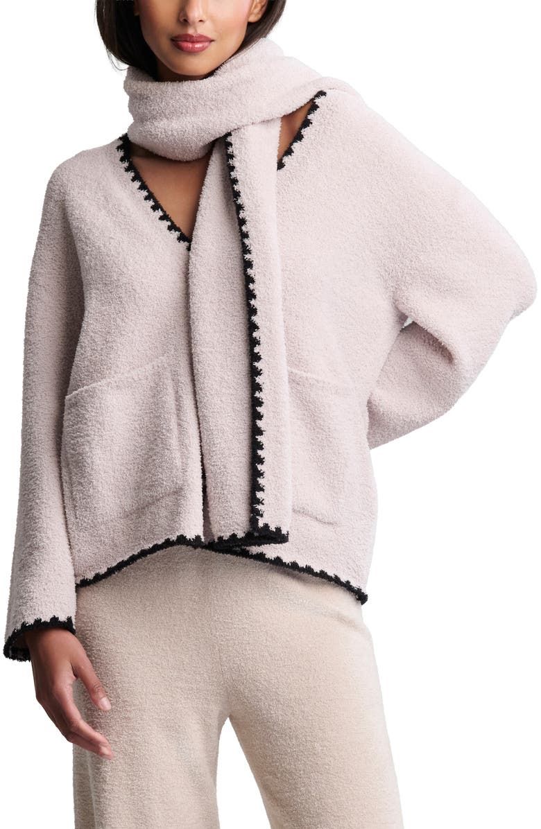 Cozychic® Blanket Stitch Cardigan With Detachable Scarf