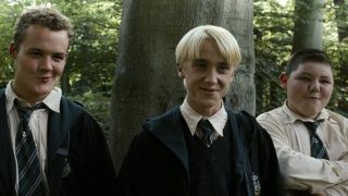 Goyle, Malfoy and Crabbe smirking in Harry Potter and the Prisoner of Azkaban