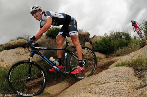 Sam Schultz (Trek Subaru) with Todd Wells bearing down on him