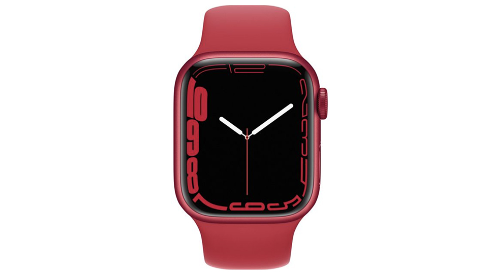 Apple Watch Series 7 in bright red.