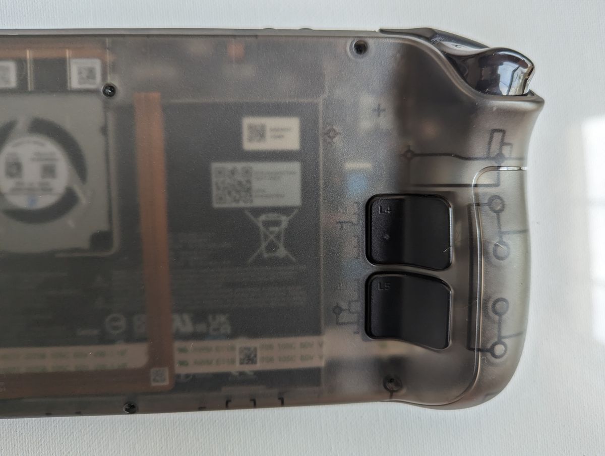 Right portion of translucent Steam Deck back