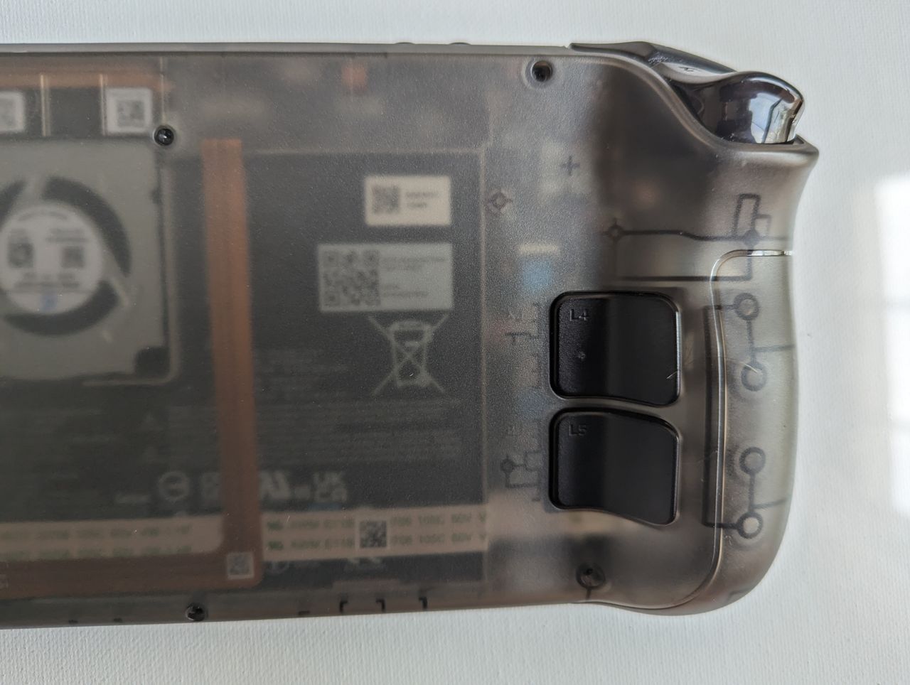 Right portion of translucent Steam Deck back