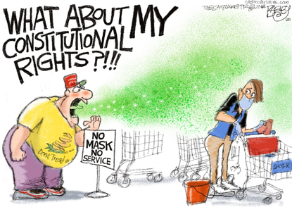 Editorial Cartoon U.S. coronavirus mask libertarian constitutional rights