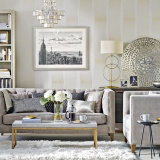 neutral and gold living room