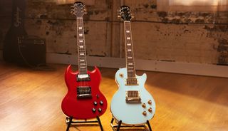 Epiphone's Power Players SG (left) and Les Paul