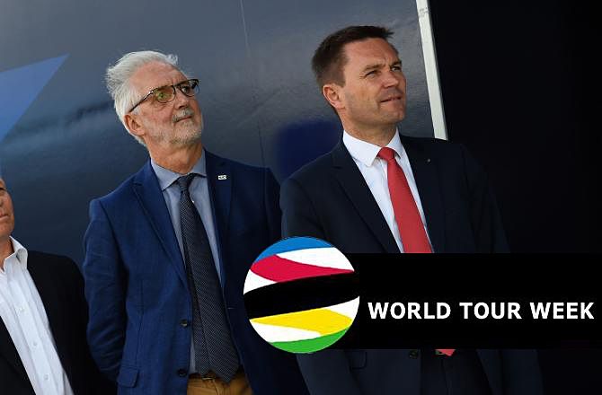 Former UCI President Brian Cookson and new UCI President David Lappartient