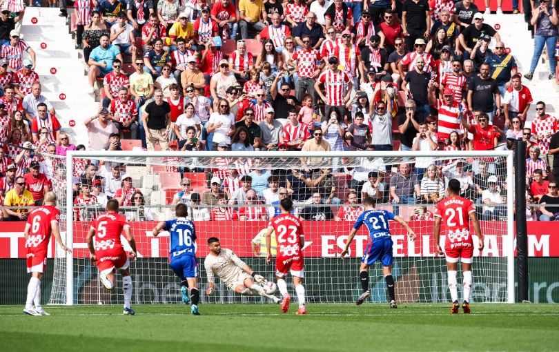 GIRONA, SPAIN - OCTOBER 06: Paulo Gazzaniga of Girona FC stops a penalty during the LaLiga match between Girona FC and Athletic Club at Montilivi Stadium on October 06, 2024 in Girona, Spain. (Photo by Eric Alonso/Getty Images) Tottenham Hotspur