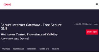 Captura de pantalla del sitio de Comodo Secure DNS