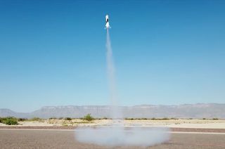 Capable of lofting a small payload, the Estes New Shepard model rocket can fly as high as 400 feet (120 meters).
