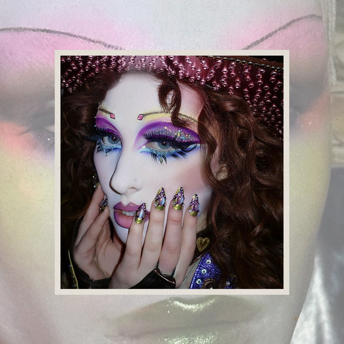 A collage of images of Chappell Roan and Andrew Dahling taken by celebrity manicurist Juan Alvear and photographer Brian Vu.