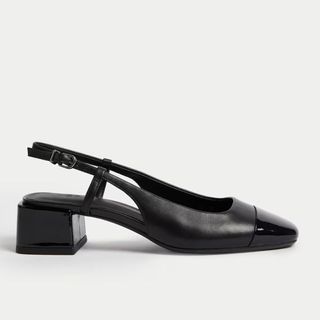 M&S Collection Leather Block Heel Shoes