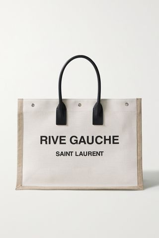 Rive Gauche Leather-Trimmed Printed Canvas Tote