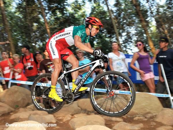 Marco Fontana (Cannondale Factory Racing) was blazing fast through the Treehouse rock garden