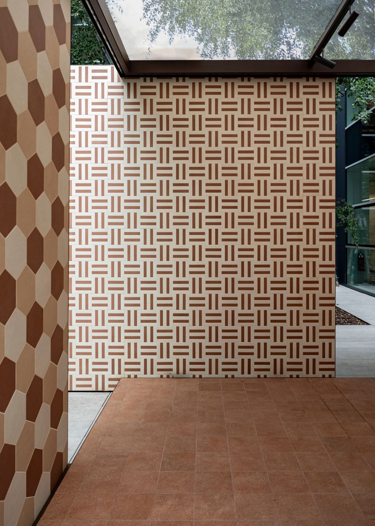 Terracotta tiles on the floors and on the walls