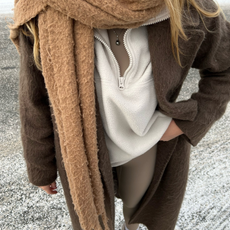 Fashion person Isabella Mayer wears a fleece lined legging outfit.