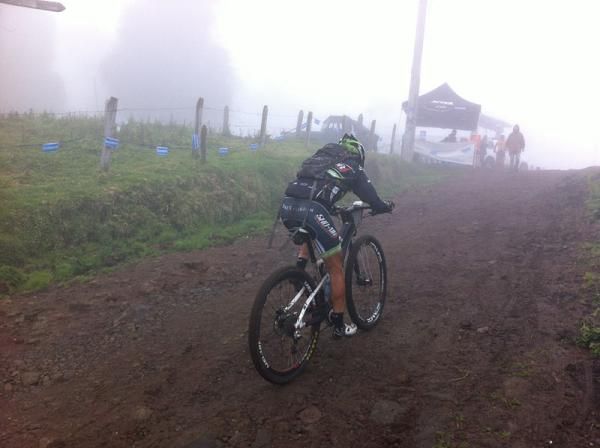 Pua Mata climbs in the lead near the end of the race
