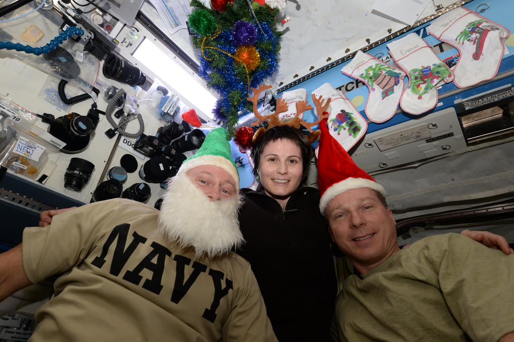 The International Space Station is decked out for Christmas 2014