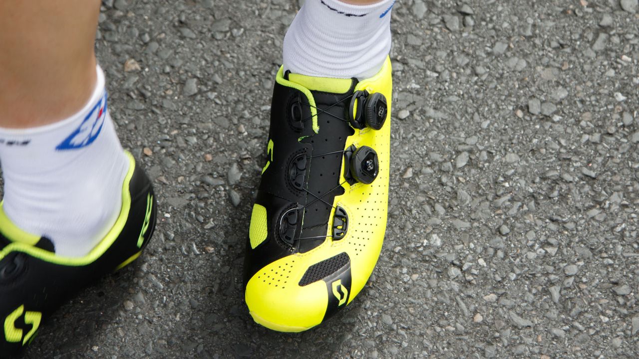 Scott's new 'Road RC' shoes as used by an FDJ rider