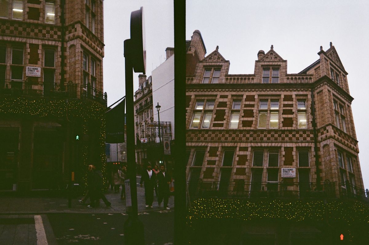 Two photos of buildings taken on a Kodak Ektar H35 Half Frame film camera