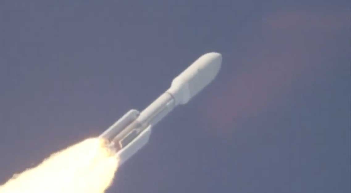 A United Launch Alliance Atlas V rocket carrying the AEHF-6 military communications satellite launches from Florida's Cape Canaveral Air Force Station on March 26, 2020.