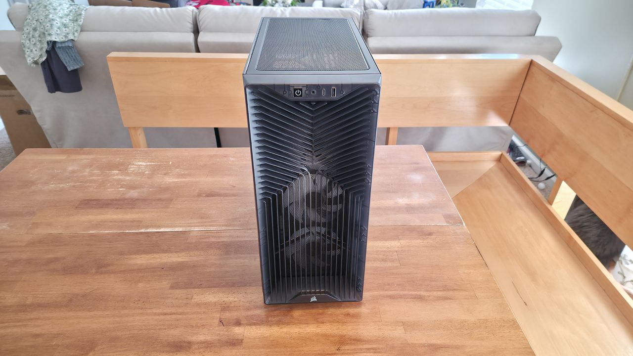 The Corsair 3200D mid-tower PC case in smoke color