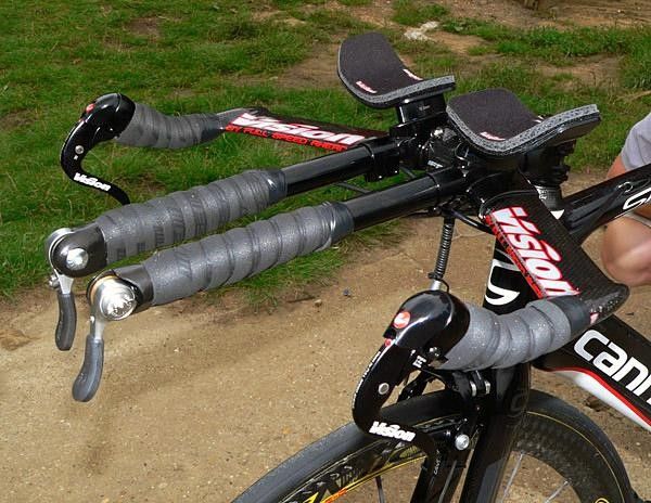 Vision integrated aero bars are another common site on ProTour time trial machines.
