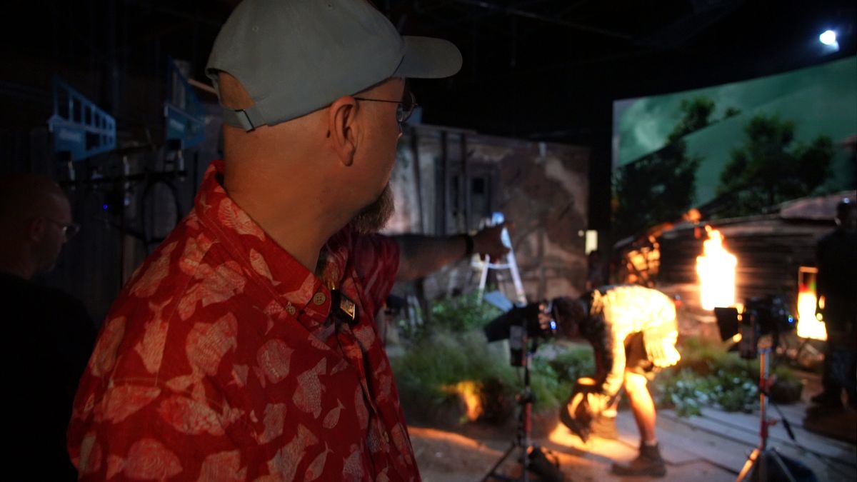 Behind the scenes on a film