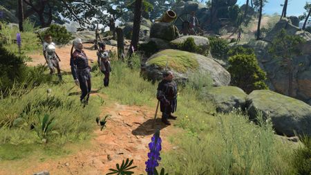 Baldur's Gate 3 player with lae'zel, astarion, and shadowheart companions