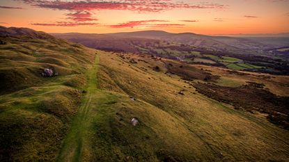 Sunset beyond the Brecon Beacons, Wales